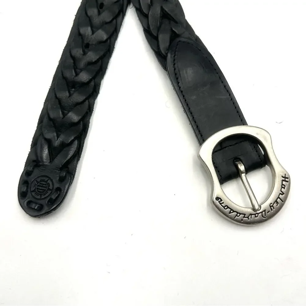 HARLEY DAVIDSON men's black leather belt - buckle with HD logo
